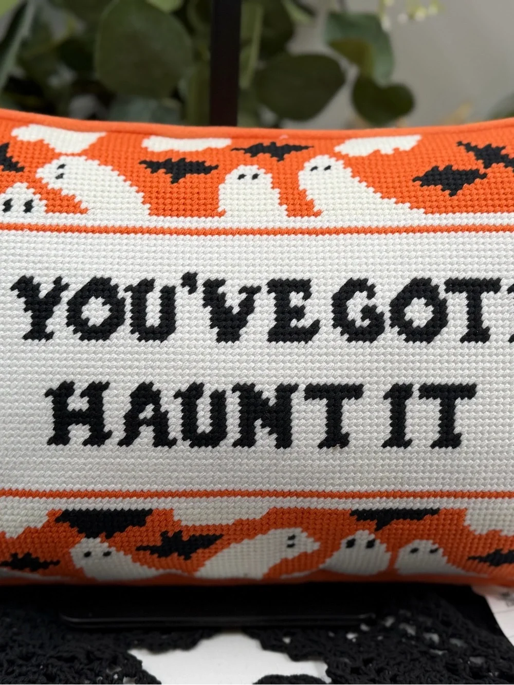 Viral Halloween Needlepoint Accent Pillow - 